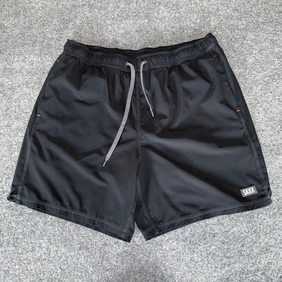 SAXX Oh Buoy 2N1 Volley 7" Mens XL Black Lined Swim Trunks Shorts BallPark Pouch - Picture 1 of 12